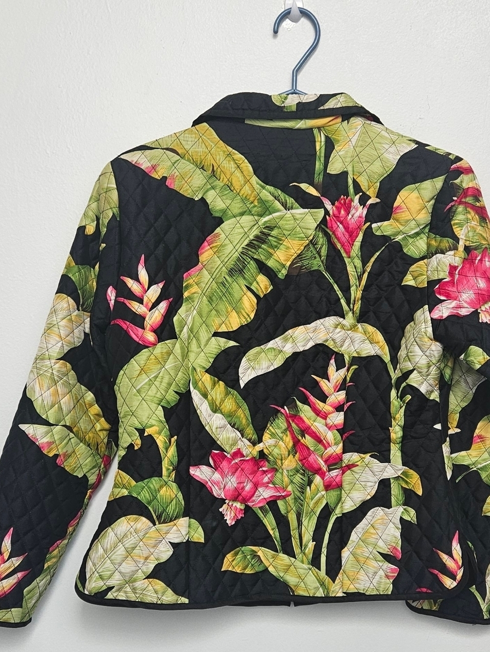 Silkland Jacket 100% Sill Womens P Small Quilted Floral Foliage Beaded Flowers - Picture 7 of 13